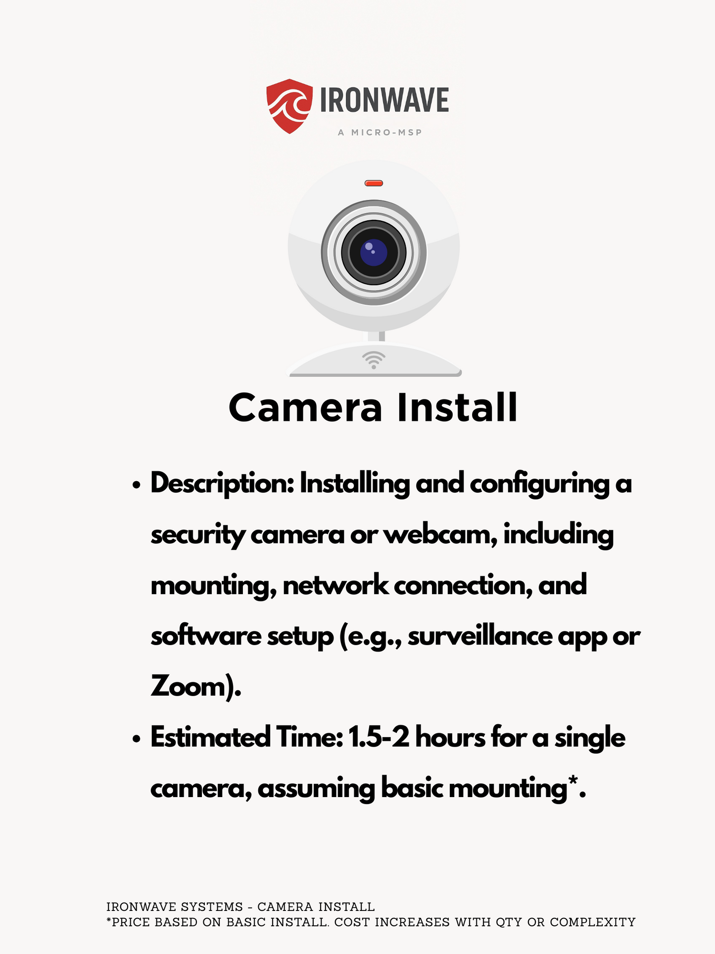 White security camera with Ironwave logo on a white background