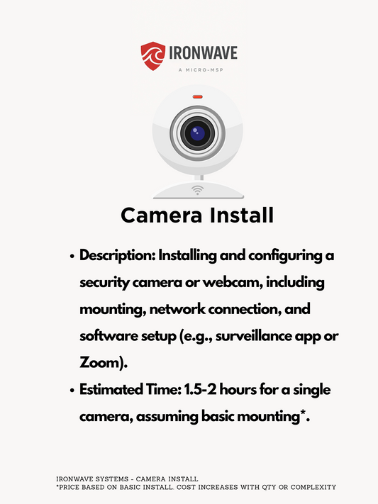 White security camera with Ironwave logo on a white background