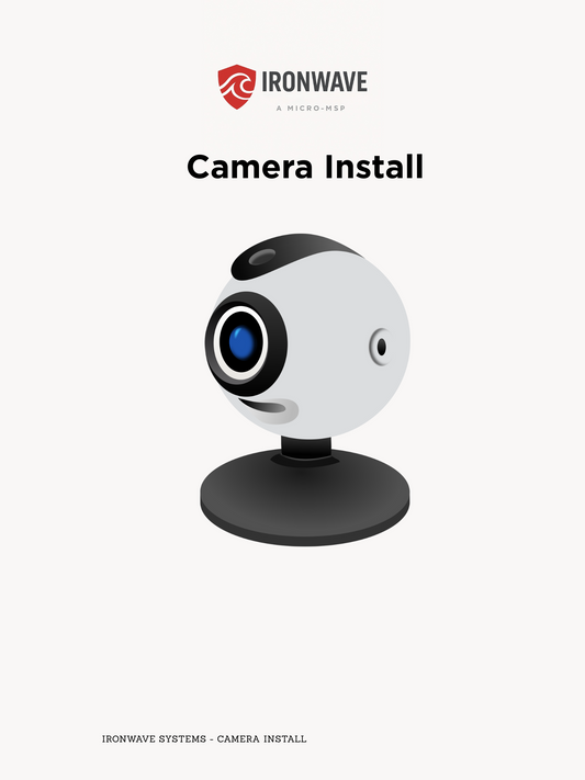 White camera with black accents on a white background, featuring Ironwave logo and text.