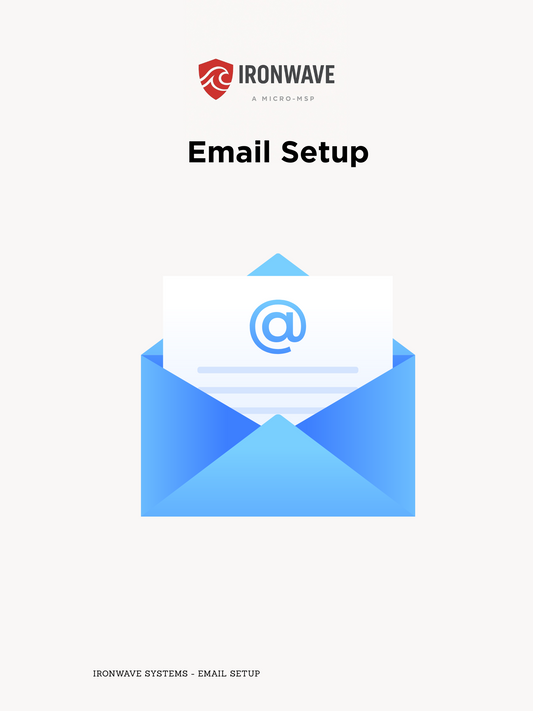 Email setup guide with Ironwave logo and envelope icon on a white background