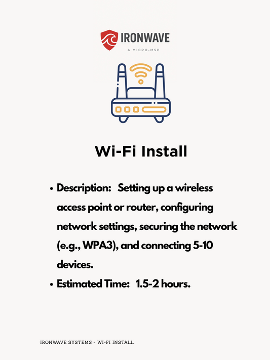 Ironwave Wi-Fi install service description on a white background