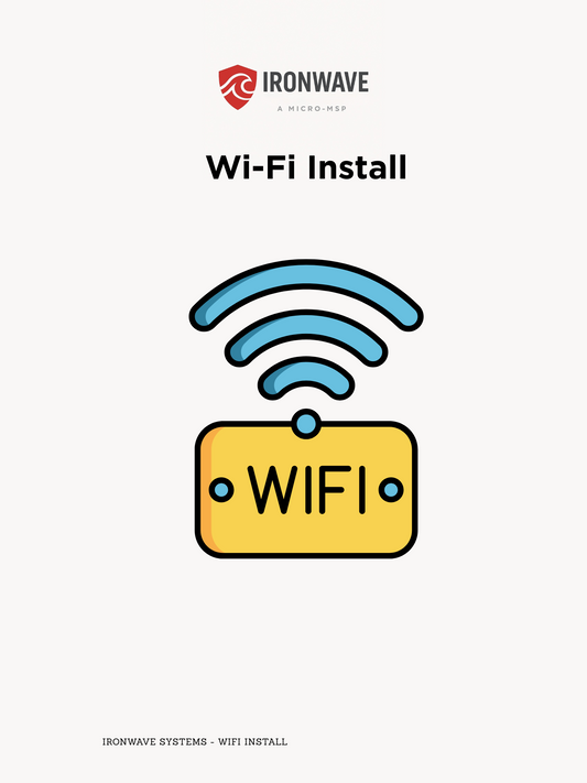 Cover of a Wi-Fi installation guide by Ironwave with a WiFi symbol on a white background.